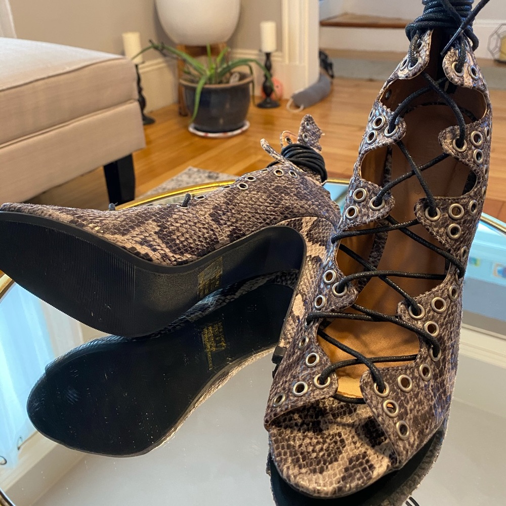 Charlotte Russe: Snake Print Laced Up Heel
